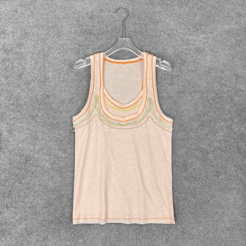 Linen-Cotton Women's Tank Top Y2K Color Block Stripes Elegant Commuter Style Round Neck Sleeveless Tank Top Fall 2025 New
Linen-Cotton Women's Tank Top Y2K Color Block Stripes Elegant Commuter Style Round Neck Sleeveless Tank Top Fall 2025 New