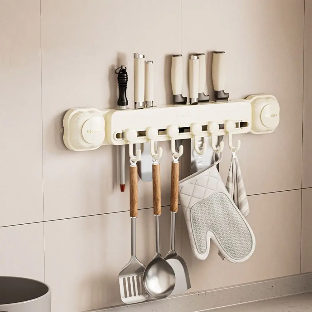 Wall Mounted Kitchen Storage Rack Punch Free Large Capacity Suction Cup Cutter Stand with 6 Hooks Plastic Wall Cutter Holder
Wall Mounted Kitchen Storage Rack Punch Free Large Capacity Suction Cup Cutter Stand with 6 Hooks Plastic Wall Cutter Holder