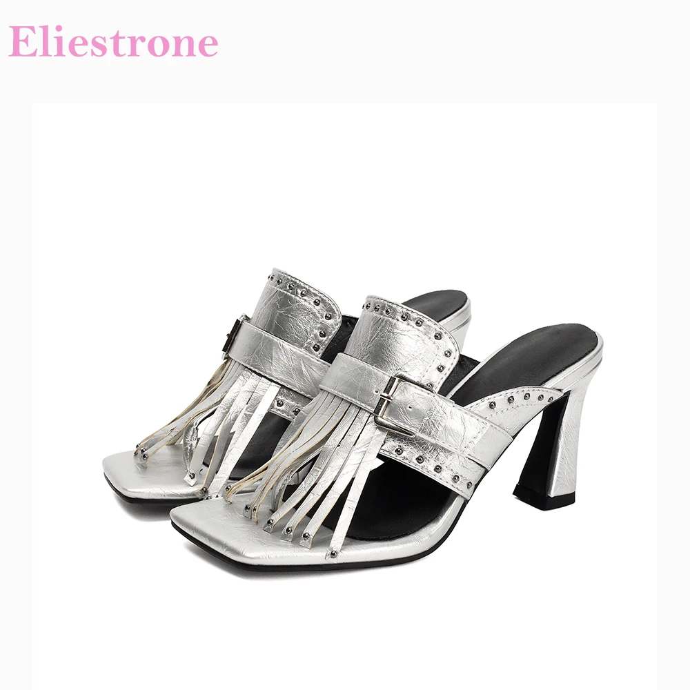 2025 Summer Mature Silver Women Slippers Square Toe High Thin Heel Lady Casual Slides Large Plus Size 43 46 48 Oversize
2025 Summer Mature Silver Women Slippers Square Toe High Thin Heel Lady Casual Slides Large Plus Size 43 46 48 Oversize