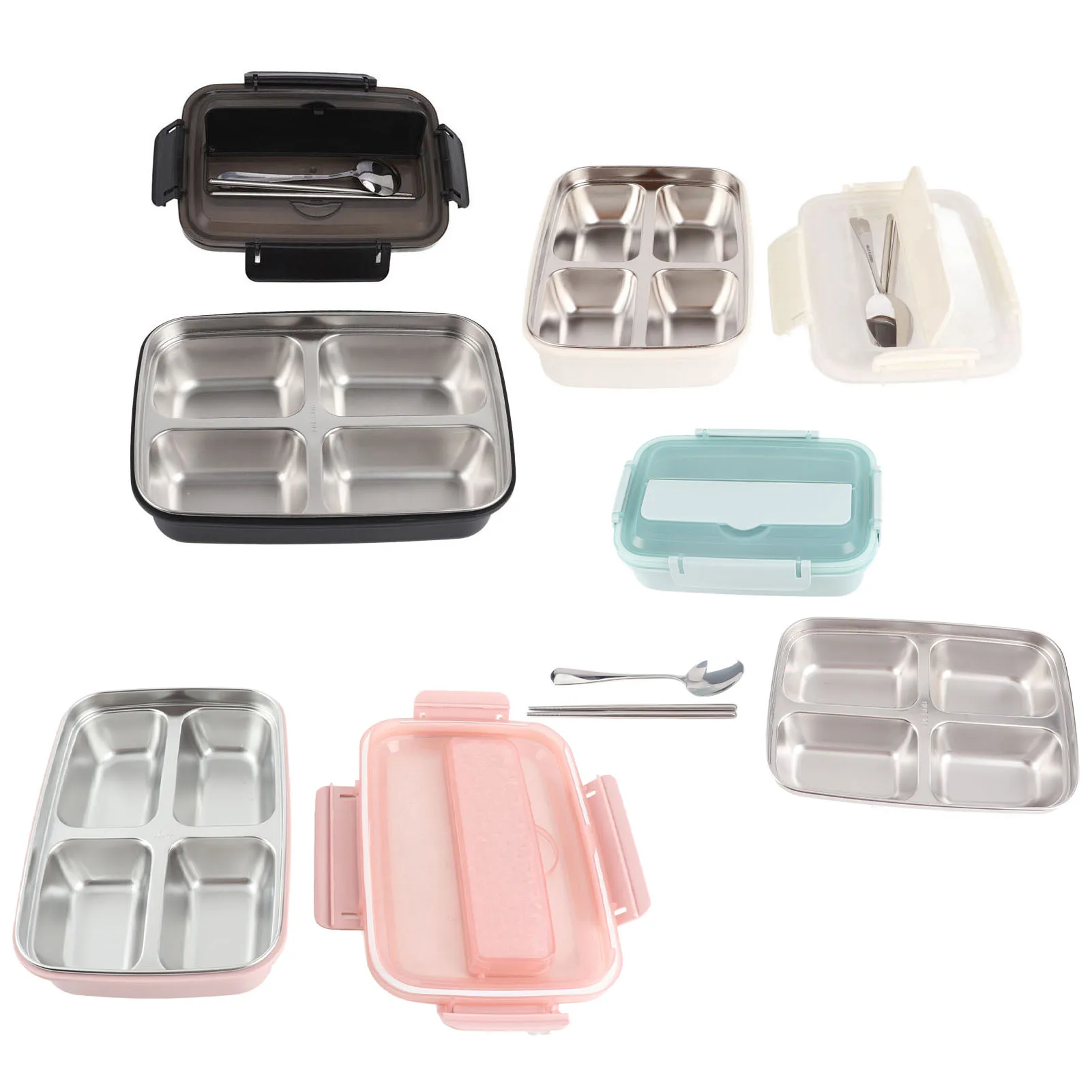 Ланч-бокс с 4 отделениями, дизайн из нержавеющей стали 304, соответствующая посуда, портативные контейнеры для обеда для школьного ланча-бокса
Ланч-бокс с 4 отделениями, дизайн из нержавеющей стали 304, соответствующая посуда, портативные контейнеры для обеда для школьного ланча-бокса