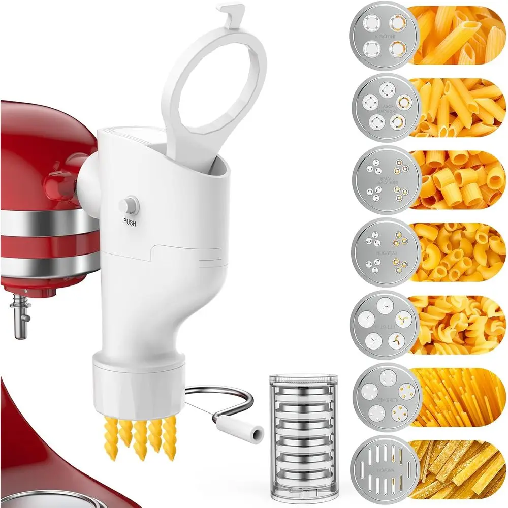 7-Piece Pasta Attachment Set for Stand Mixers: Spaghetti, Bucatini, Fusilli, Farfalle, and More with Storage Case
7-Piece Pasta Attachment Set for Stand Mixers: Spaghetti, Bucatini, Fusilli, Farfalle, and More with Storage Case