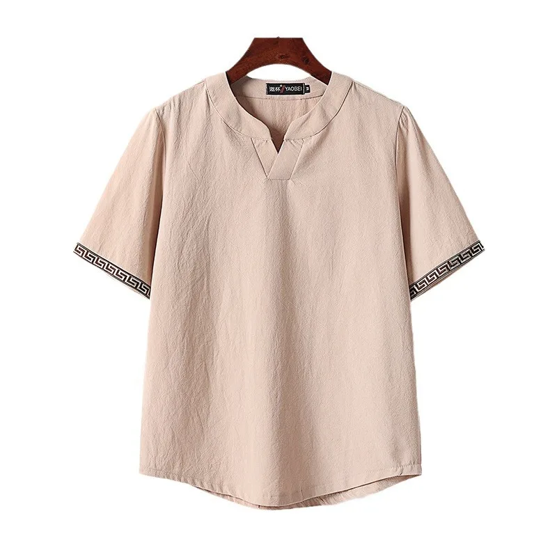 Spliced Cotton and Linen Short Sleeved Casual Breathable Men's Summer Thin Linen Stand Collar Pullover Large Design T-shirt
Spliced Cotton and Linen Short Sleeved Casual Breathable Men's Summer Thin Linen Stand Collar Pullover Large Design T-shirt