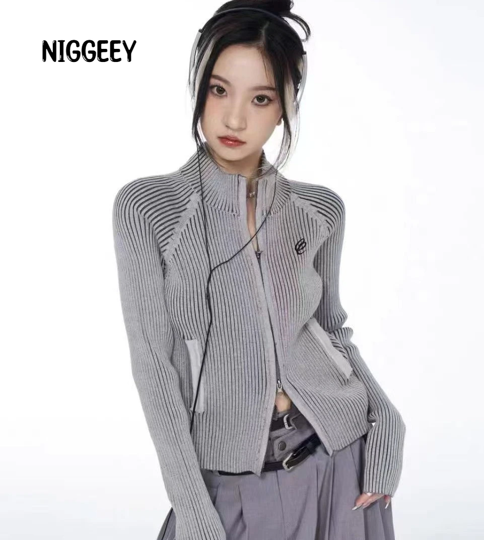 NIGGEEY Vintage Double Zipper Cardigan Women Embroidery Y2k Aesthetic Grunge Sweater Jackets Female Harajuku Slim Knitted Coats
NIGGEEY Vintage Double Zipper Cardigan Women Embroidery Y2k Aesthetic Grunge Sweater Jackets Female Harajuku Slim Knitted Coats