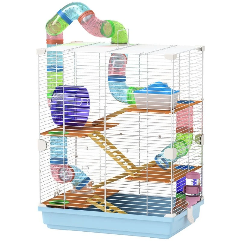 5 Tier Hamster Cage Carrier Habitat w/ Exercise Wheels, Tunnel, Light Blue
5 Tier Hamster Cage Carrier Habitat w/ Exercise Wheels, Tunnel, Light Blue