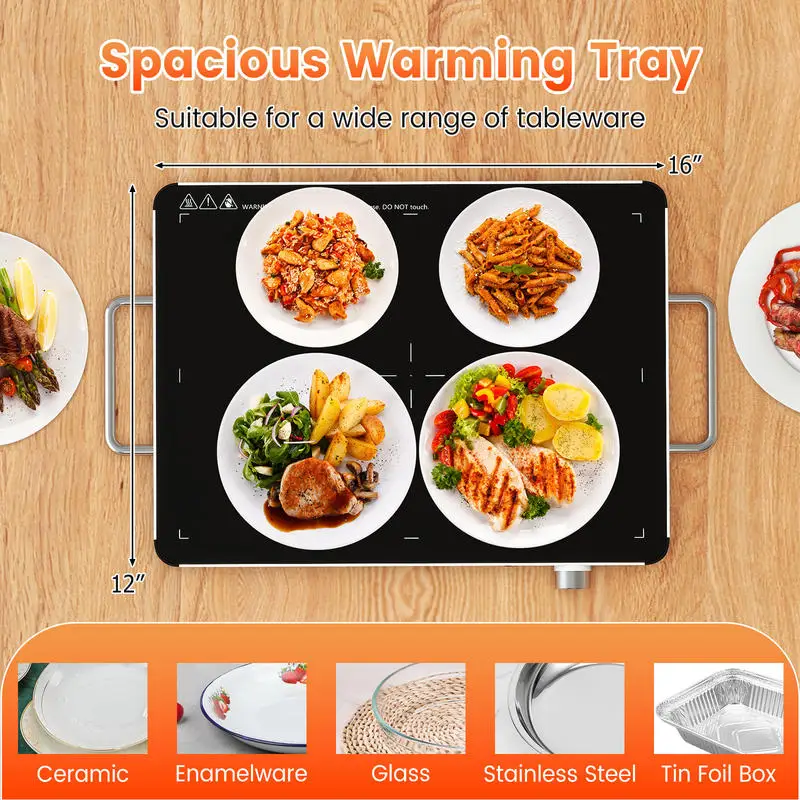 Electric Warming Tray Food Warmer with Adjustable Temperature Control
Electric Warming Tray Food Warmer with Adjustable Temperature Control