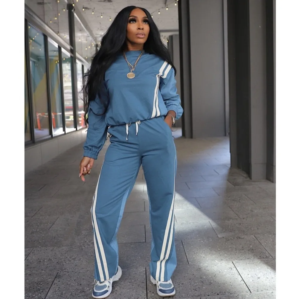 FLARORA Autumn New Stripe Patchwork Two Piece Tracksuits Woman Color Block Long Sleeve Sweatshirts And Drawstring Pants Outfits
FLARORA Autumn New Stripe Patchwork Two Piece Tracksuits Woman Color Block Long Sleeve Sweatshirts And Drawstring Pants Outfits
