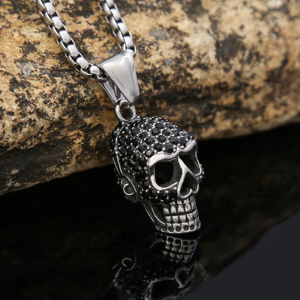 Gothic Men's Skull Pendant With Black Stone Stainless Steel Vintage Necklaces for Women Fashion Punk Party Jewelry Dropshipping
Gothic Men's Skull Pendant With Black Stone Stainless Steel Vintage Necklaces for Women Fashion Punk Party Jewelry Dropshipping