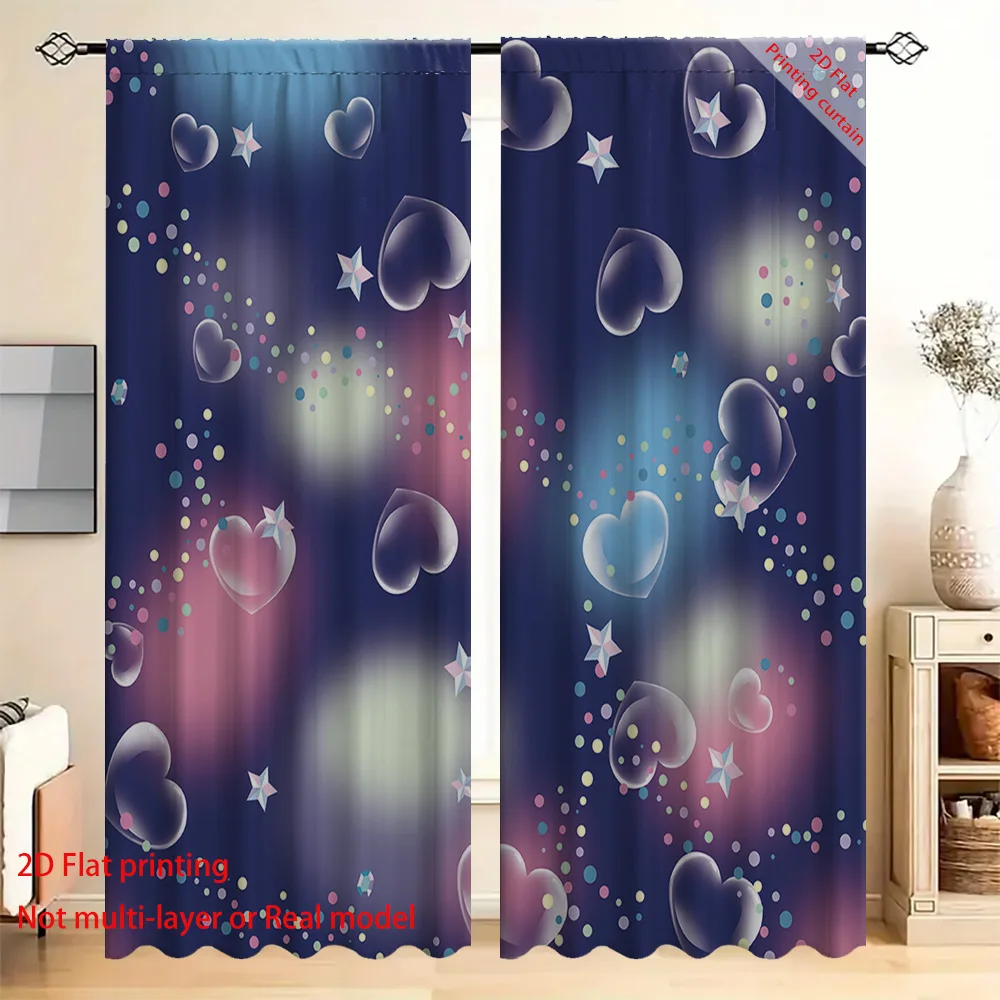 Colorful star heart pattern printed curtains, suitable for home, dormitory, office decoration, aesthetic blackout curtains 
Colorful star heart pattern printed curtains, suitable for home, dormitory, office decoration, aesthetic blackout curtains