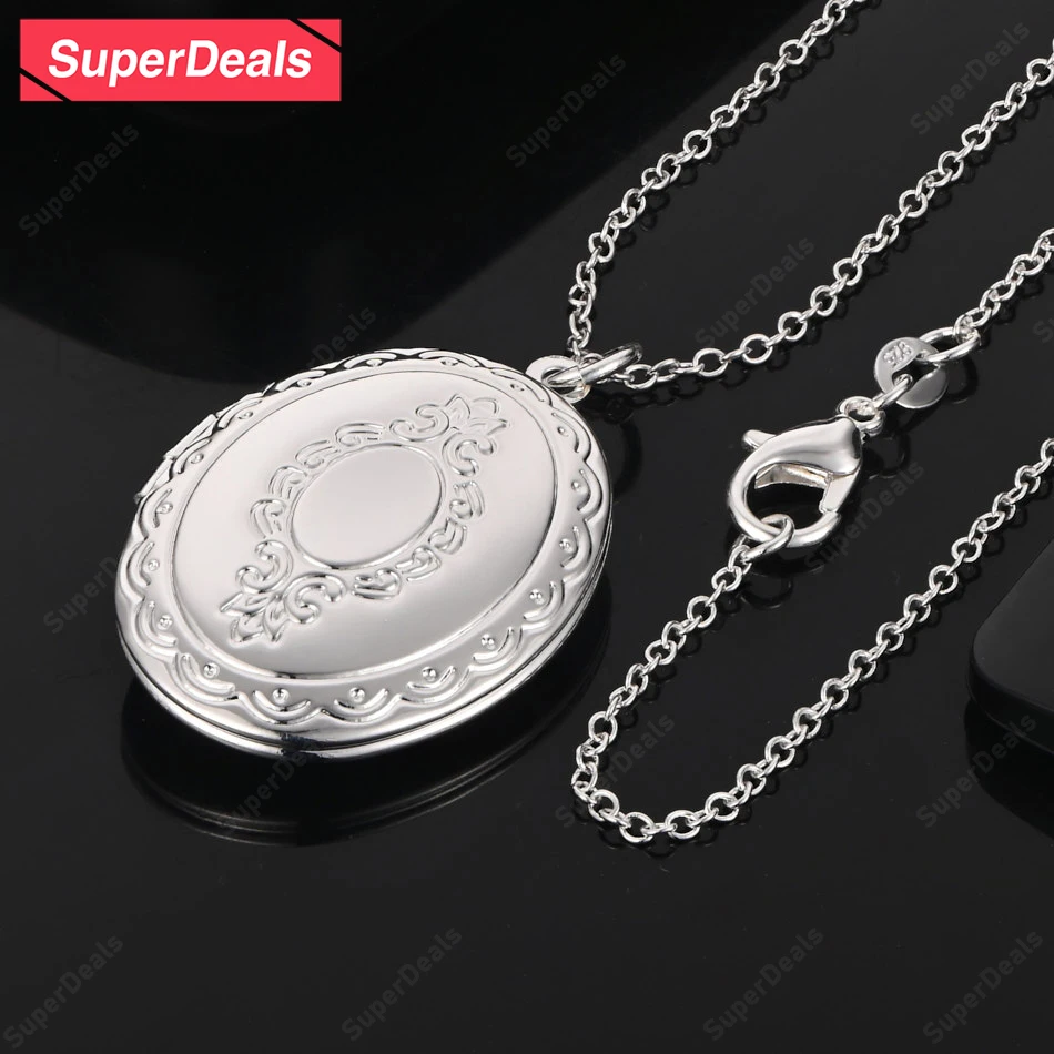 SuperDeals 925 Sterling Silver Oval Picture Frame Pendant Necklace Anniversary Party Gift High Quality Jewelry 16-30 Inch Chain
SuperDeals 925 Sterling Silver Oval Picture Frame Pendant Necklace Anniversary Party Gift High Quality Jewelry 16-30 Inch Chain