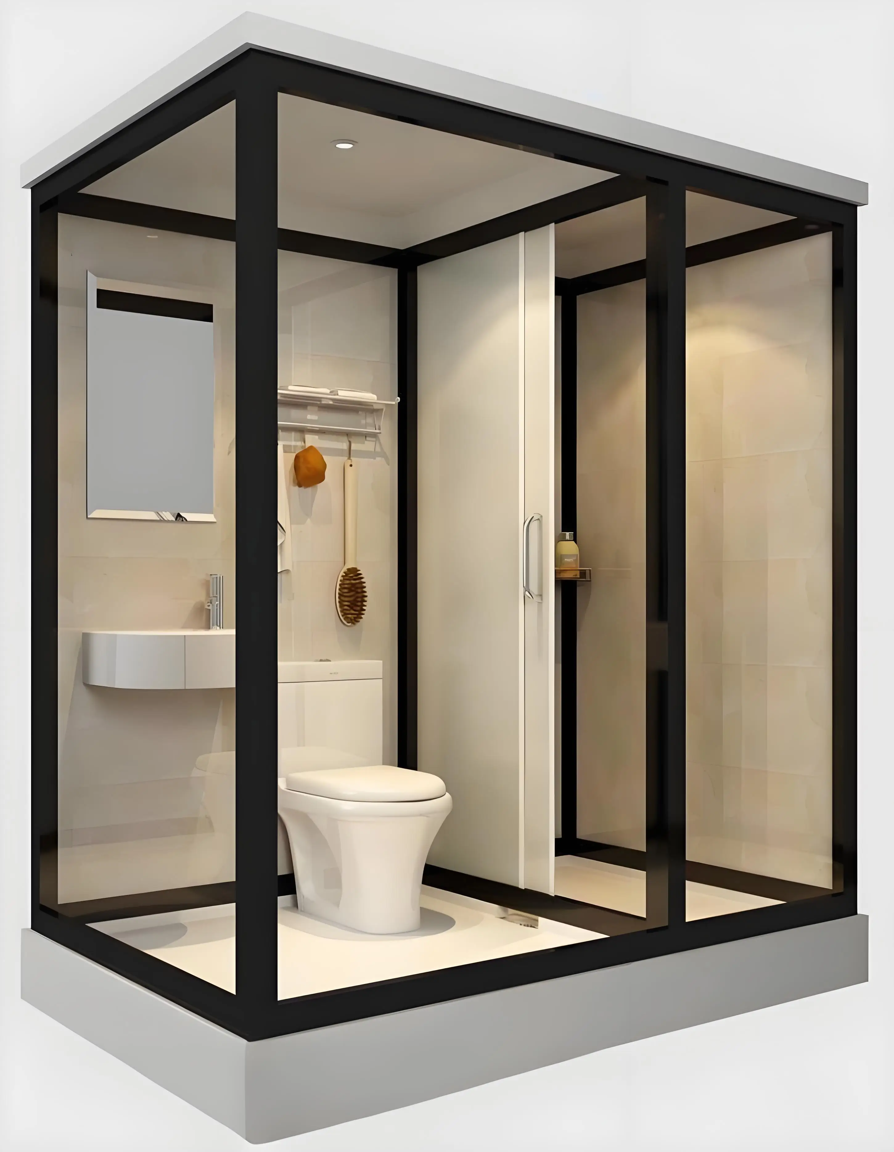 Prefab Bathroom Unit Steam Shower Cabin Room with Glass Enclosure for Toilets Modern Bathroom Design
Prefab Bathroom Unit Steam Shower Cabin Room with Glass Enclosure for Toilets Modern Bathroom Design