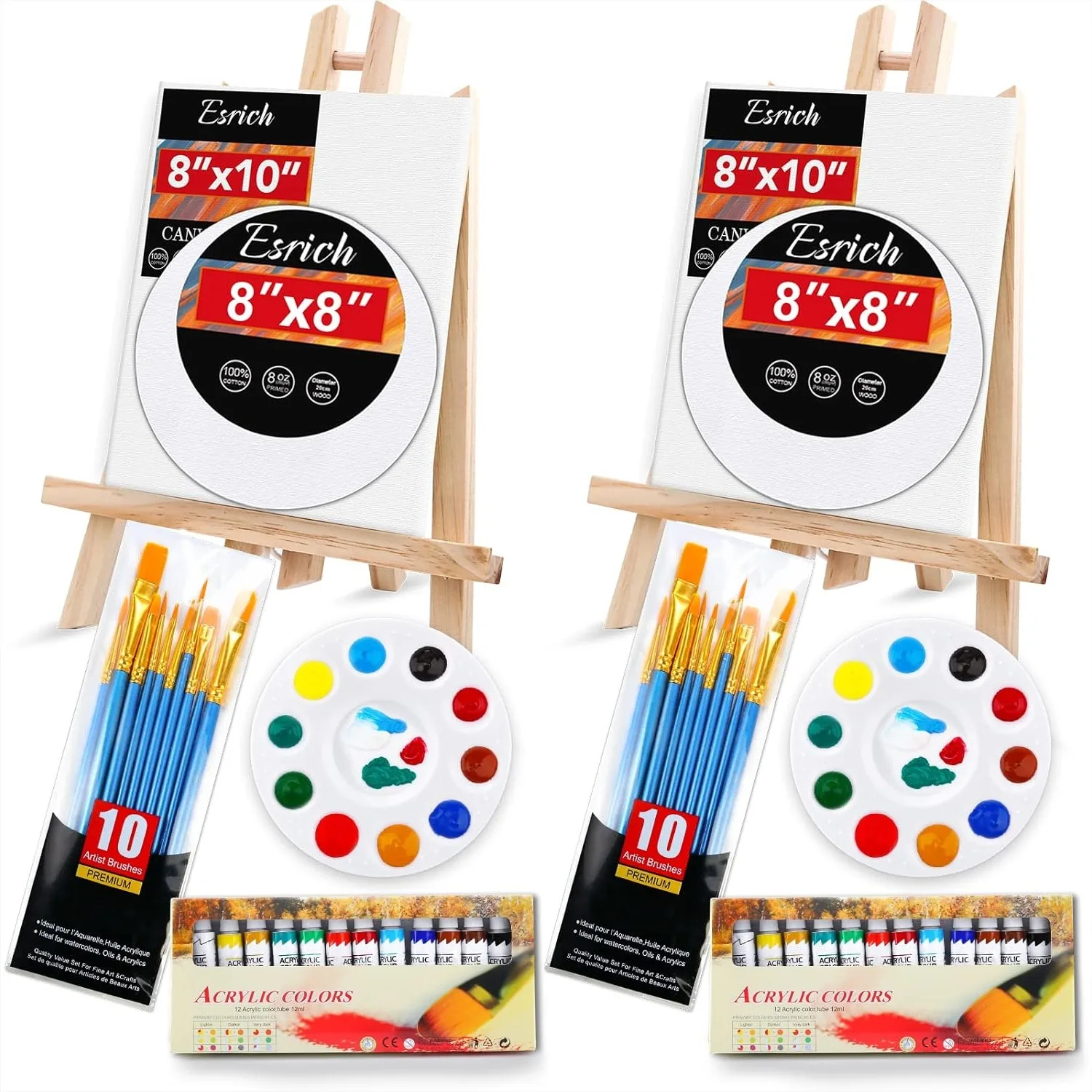 Acrylic Paint Canvas Set, 52 Piece Professional Painting Supplies Kit with 2 Wood Easels, 24 Colors, 20 Brushes, Circular Canvas
Acrylic Paint Canvas Set, 52 Piece Professional Painting Supplies Kit with 2 Wood Easels, 24 Colors, 20 Brushes, Circular Canvas