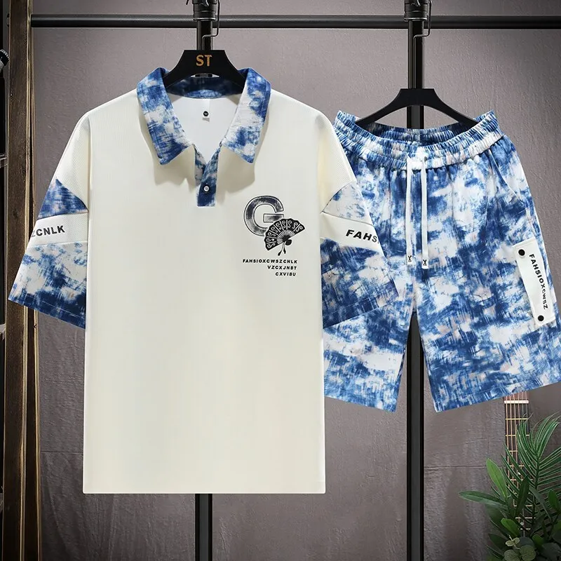 Summer Men's Sets Casual Tracksuit Print Short Sleeve Suit Mens Polo shirt+shorts Two Pieces Sportswear
Summer Men's Sets Casual Tracksuit Print Short Sleeve Suit Mens Polo shirt+shorts Two Pieces Sportswear