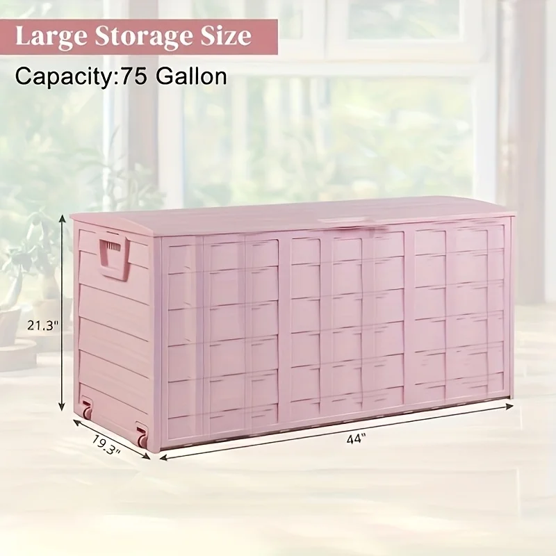 Lockable, with Lid, for Garden, Pool, Balcony, Yard and Indoor, 75 Gallon Capacity, Box,Cabinet,Rack for Outdoor Storage
Lockable, with Lid, for Garden, Pool, Balcony, Yard and Indoor, 75 Gallon Capacity, Box,Cabinet,Rack for Outdoor Storage