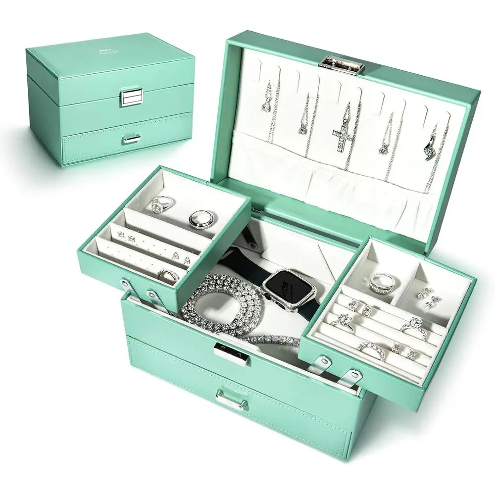3-Layer Jewelry Organizer Boxes for Women PU Leather Display Jewellery Storage Case for Earrings Rings Necklaces Bracelets Bangl
3-Layer Jewelry Organizer Boxes for Women PU Leather Display Jewellery Storage Case for Earrings Rings Necklaces Bracelets Bangl