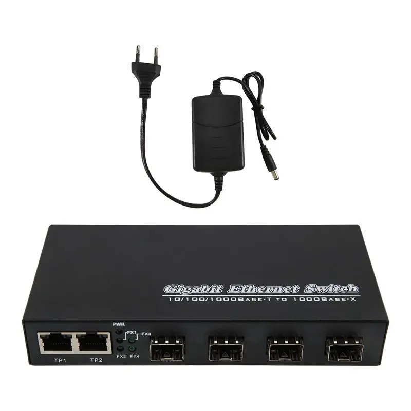 Стабильный гигабитный медиаконвертер SFP, 4 SFP-порта в 2 порта RJ45, трансивер 10/100/1000M, оптоволоконный коммутатор, вилка EU
Стабильный гигабитный медиаконвертер SFP, 4 SFP-порта в 2 порта RJ45, трансивер 10/100/1000M, оптоволоконный коммутатор, вилка EU