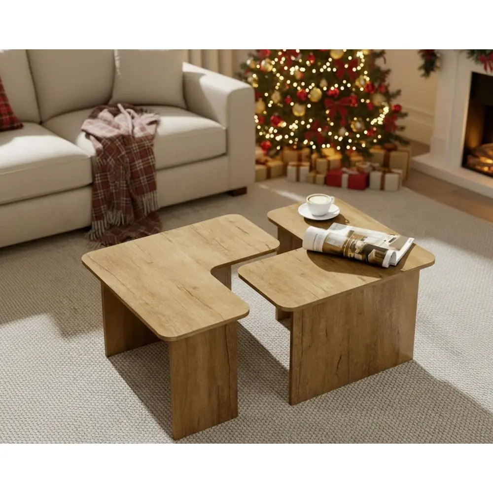 L-Shaped Nesting Coffee Table Set, 2-Piece Walnut Wood Tables for Living Room
L-Shaped Nesting Coffee Table Set, 2-Piece Walnut Wood Tables for Living Room