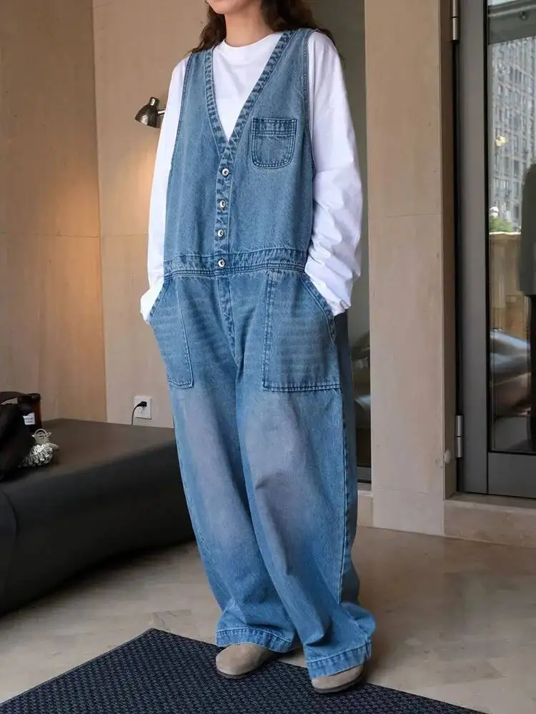 Denim Women Blue Pocket Big Size Long Jumpsuit New High Waist Pocket Stitch Pants Fashion Spring Autumn 2026 HWKB
Denim Women Blue Pocket Big Size Long Jumpsuit New High Waist Pocket Stitch Pants Fashion Spring Autumn 2026 HWKB