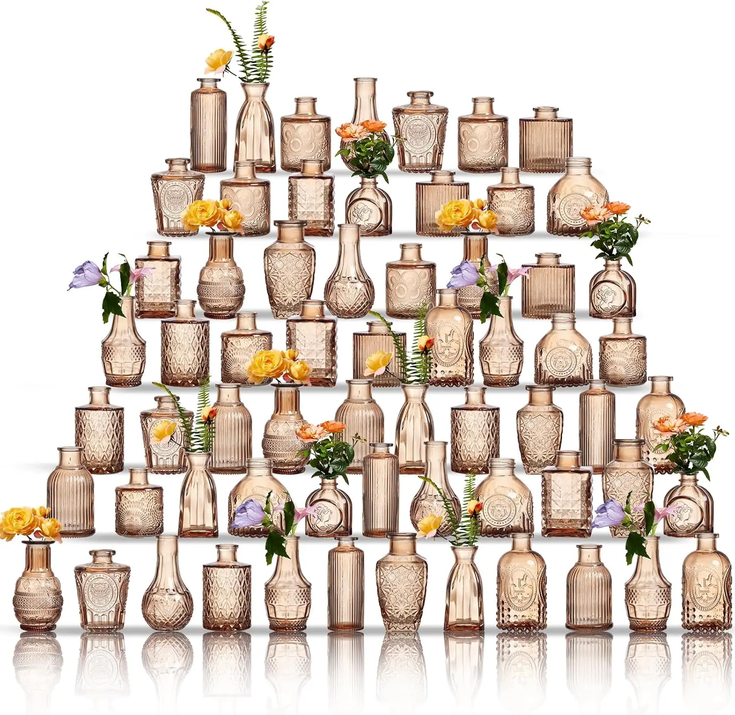 64 Amber Glass Bud Vases Set - Assorted Mini Vases for Flowers, Bulk Centerpieces for Wedding & Home Décor
64 Amber Glass Bud Vases Set - Assorted Mini Vases for Flowers, Bulk Centerpieces for Wedding & Home Décor