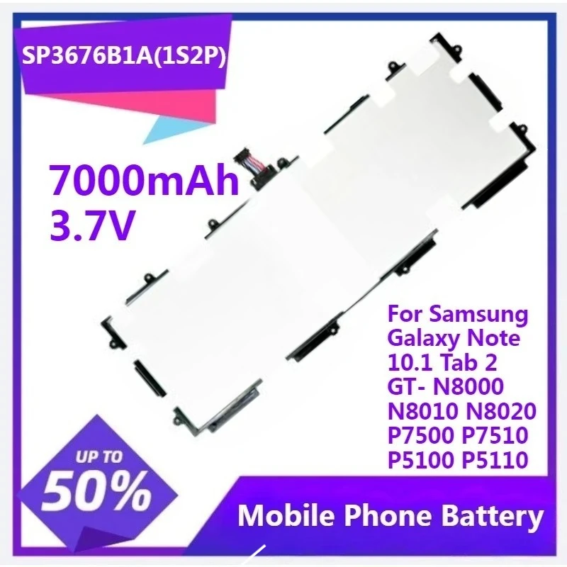 For Samsung Galaxy Note 10.1 Tab 2 GT- N8000 N8010 N8020 P7500 P7510 P5100 P5110 SP3676B1A(1S2P) 7000mAh 3.7V Battery
For Samsung Galaxy Note 10.1 Tab 2 GT- N8000 N8010 N8020 P7500 P7510 P5100 P5110 SP3676B1A(1S2P) 7000mAh 3.7V Battery