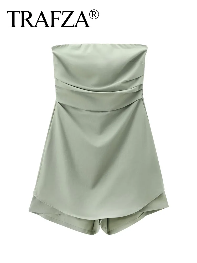 TRAFZA Summer For Women Sexy Pleated Backless Sleeveless Tube Top Jumpsuit Woman Solid Back Bow Decoration Short Jumpsuit Mujer
TRAFZA Summer For Women Sexy Pleated Backless Sleeveless Tube Top Jumpsuit Woman Solid Back Bow Decoration Short Jumpsuit Mujer