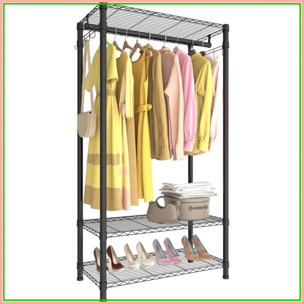 3-Tier Heavy Duty Clothes Rack, Freestanding with Side Hooks, 500LBS Capacity, Black
3-Tier Heavy Duty Clothes Rack, Freestanding with Side Hooks, 500LBS Capacity, Black