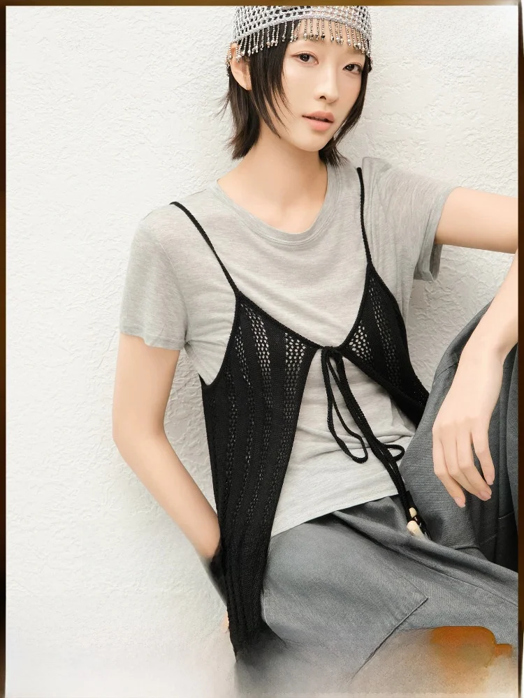 MeiYang Waterfall Knitted Vest Bead Decoration Versatile Layering Strap Cardigan Casual Cotton Blend Open Front Style
MeiYang Waterfall Knitted Vest Bead Decoration Versatile Layering Strap Cardigan Casual Cotton Blend Open Front Style