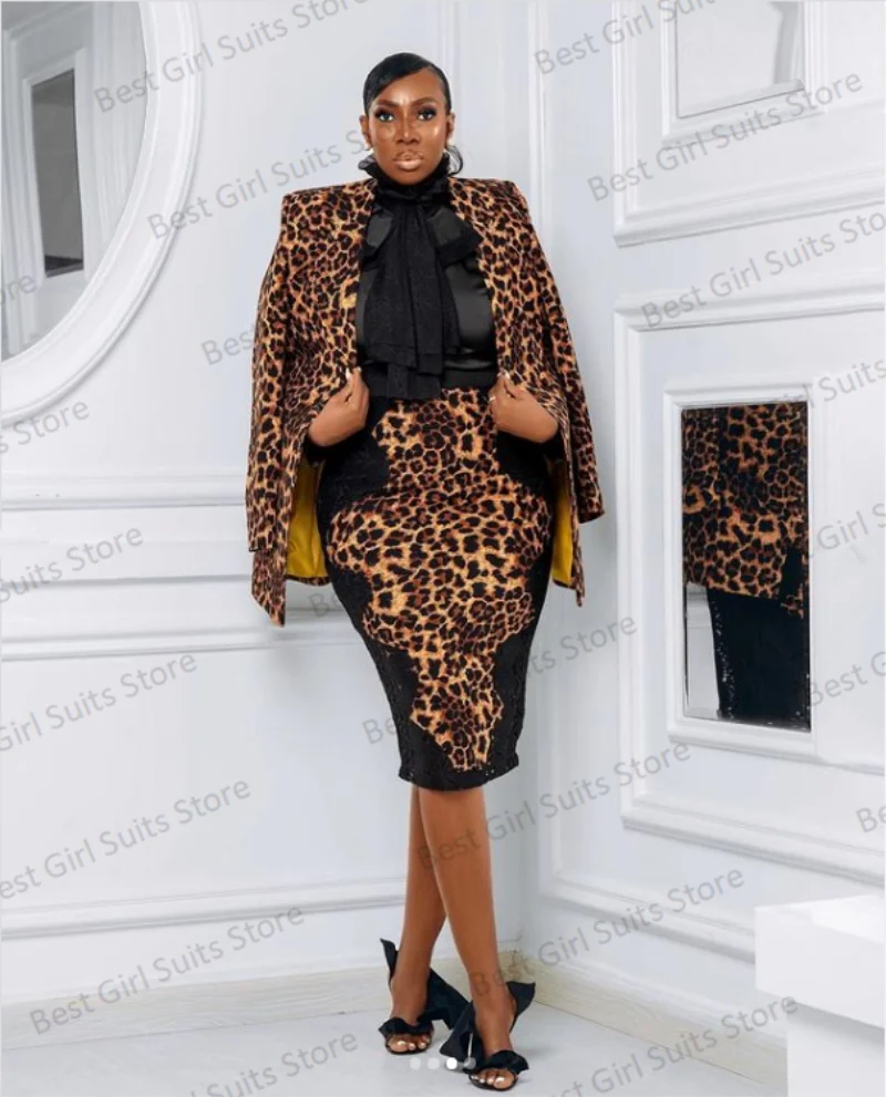 Fashion Leopard Women Suit Skirt Set Blazer+Midi Prom Dress 2 Pieces Wedding Tuxedos Custom Made Formal Office Lady Coat
Fashion Leopard Women Suit Skirt Set Blazer+Midi Prom Dress 2 Pieces Wedding Tuxedos Custom Made Formal Office Lady Coat