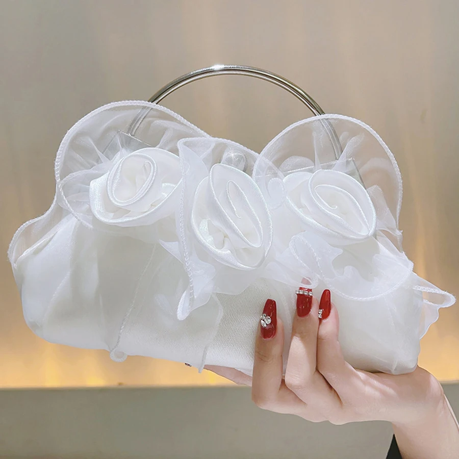 Flower Petal Clutch Bridal Handbag Evening Bag Satin Rose Elegant Purse For Bridesmaid Wedding Party Formal White Handle Bag
Flower Petal Clutch Bridal Handbag Evening Bag Satin Rose Elegant Purse For Bridesmaid Wedding Party Formal White Handle Bag