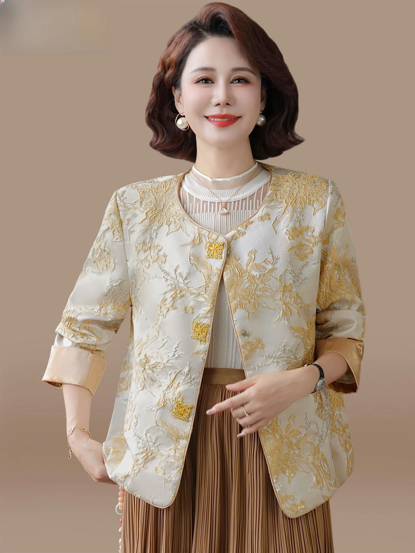 New Chinese Sle Spring Autumn Loose Women's Jaet Mom 50 plus Faionable Top Middle Aged And ly Autumn Wear
New Chinese Sle Spring Autumn Loose Women's Jaet Mom 50 plus Faionable Top Middle Aged And ly Autumn Wear