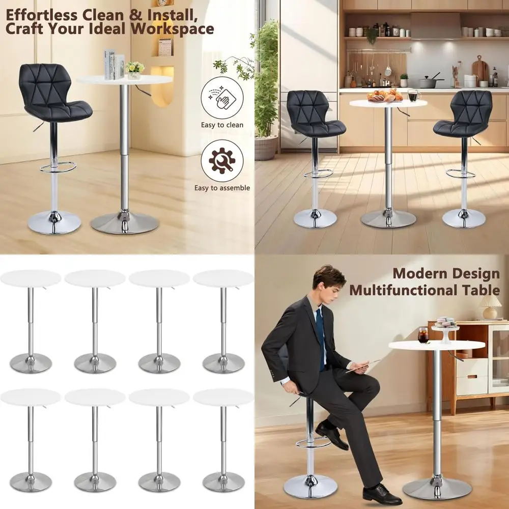 Adjustable Height 8-Pack Bistro Tables, 26-36, Metal Base, Swivel Top for Home, Restaurant, Events
Adjustable Height 8-Pack Bistro Tables, 26-36, Metal Base, Swivel Top for Home, Restaurant, Events