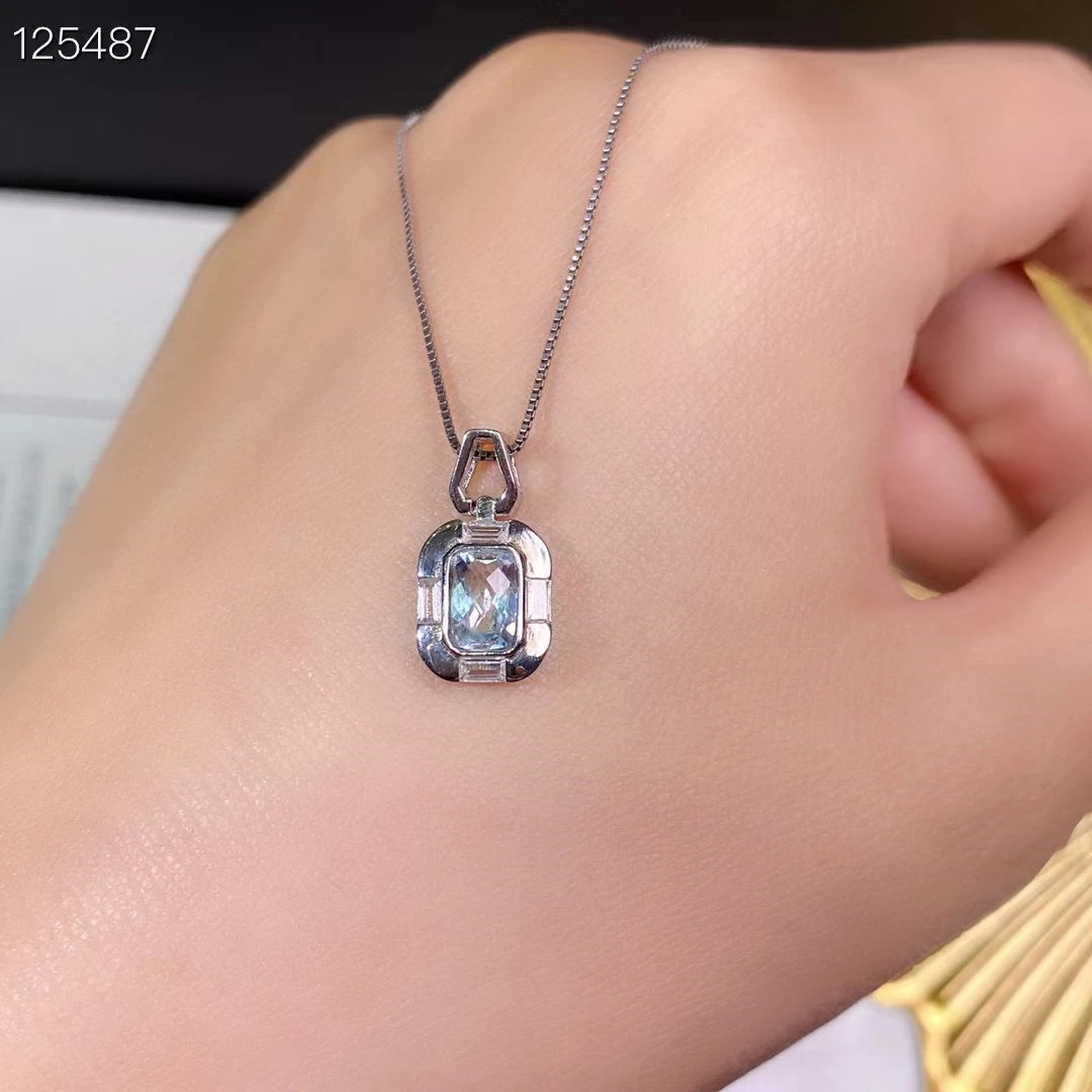 Light Blue Aquamarine Pendant for Office Woman Solid 925 Silver 6mm*8mm 1ct Natural Aquamarine Necklace Pendant Gift for Wife
Light Blue Aquamarine Pendant for Office Woman Solid 925 Silver 6mm*8mm 1ct Natural Aquamarine Necklace Pendant Gift for Wife