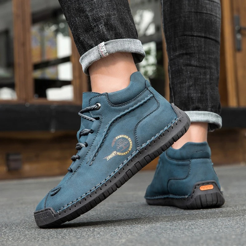 Мужские ботинки в стиле ретро, кожаная повседневная обувь с ручной строчкой, женские уличные нескользящие ботильоны, модные качественные мужские мотоциклетные ботинки
Мужские ботинки в стиле ретро, кожаная повседневная обувь с ручной строчкой, женские уличные нескользящие ботильоны, модные качественные мужские мотоциклетные ботинки