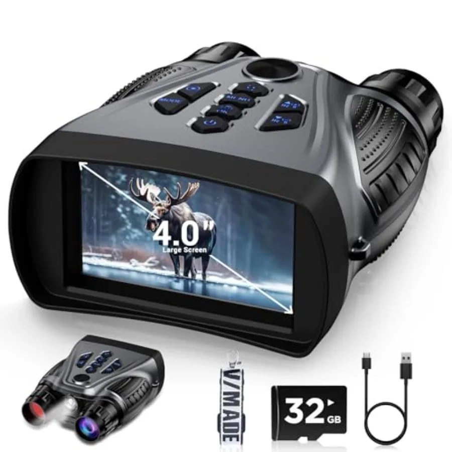Night Vision Goggles for outdoor surveillance, polycarbonate body, gray, 4K resolution with 10X digital zoom, 4-inch HD screen,
Night Vision Goggles for outdoor surveillance, polycarbonate body, gray, 4K resolution with 10X digital zoom, 4-inch HD screen,
