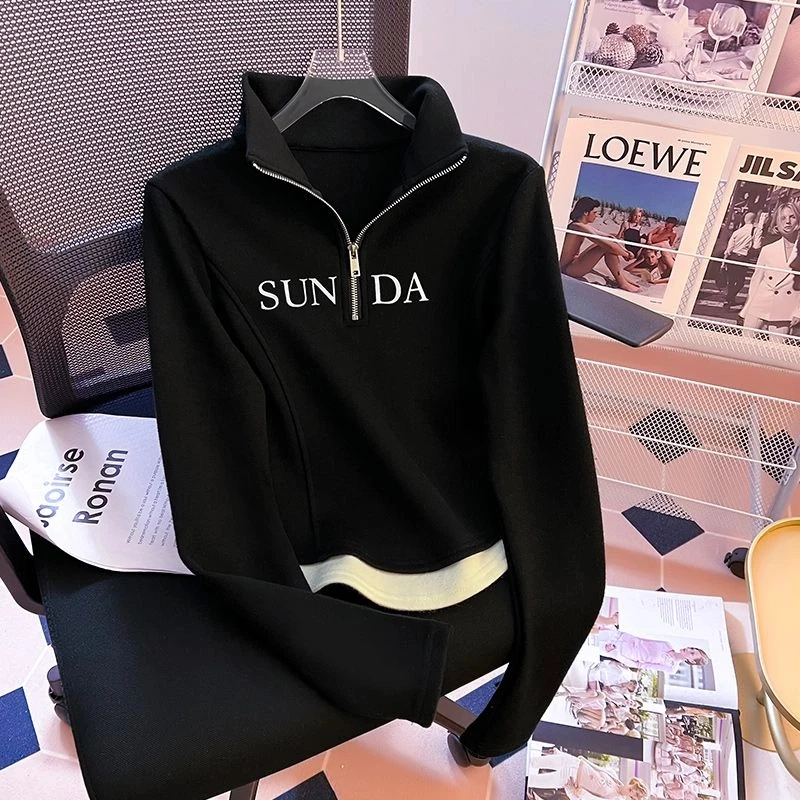 Women Clothing Zipper Patchwork Casual Pullovers Top Spring Autumn Long Sleeve Print Letter Trend T Shirts Fashion Lazy Style
Women Clothing Zipper Patchwork Casual Pullovers Top Spring Autumn Long Sleeve Print Letter Trend T Shirts Fashion Lazy Style