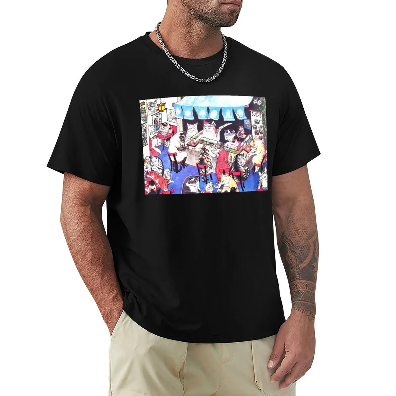 Japanese Block Print of Cats at a Sushi Bar T-Shirt anime t shirts new edition graphic t shirts Men's clothing
Japanese Block Print of Cats at a Sushi Bar T-Shirt anime t shirts new edition graphic t shirts Men's clothing
