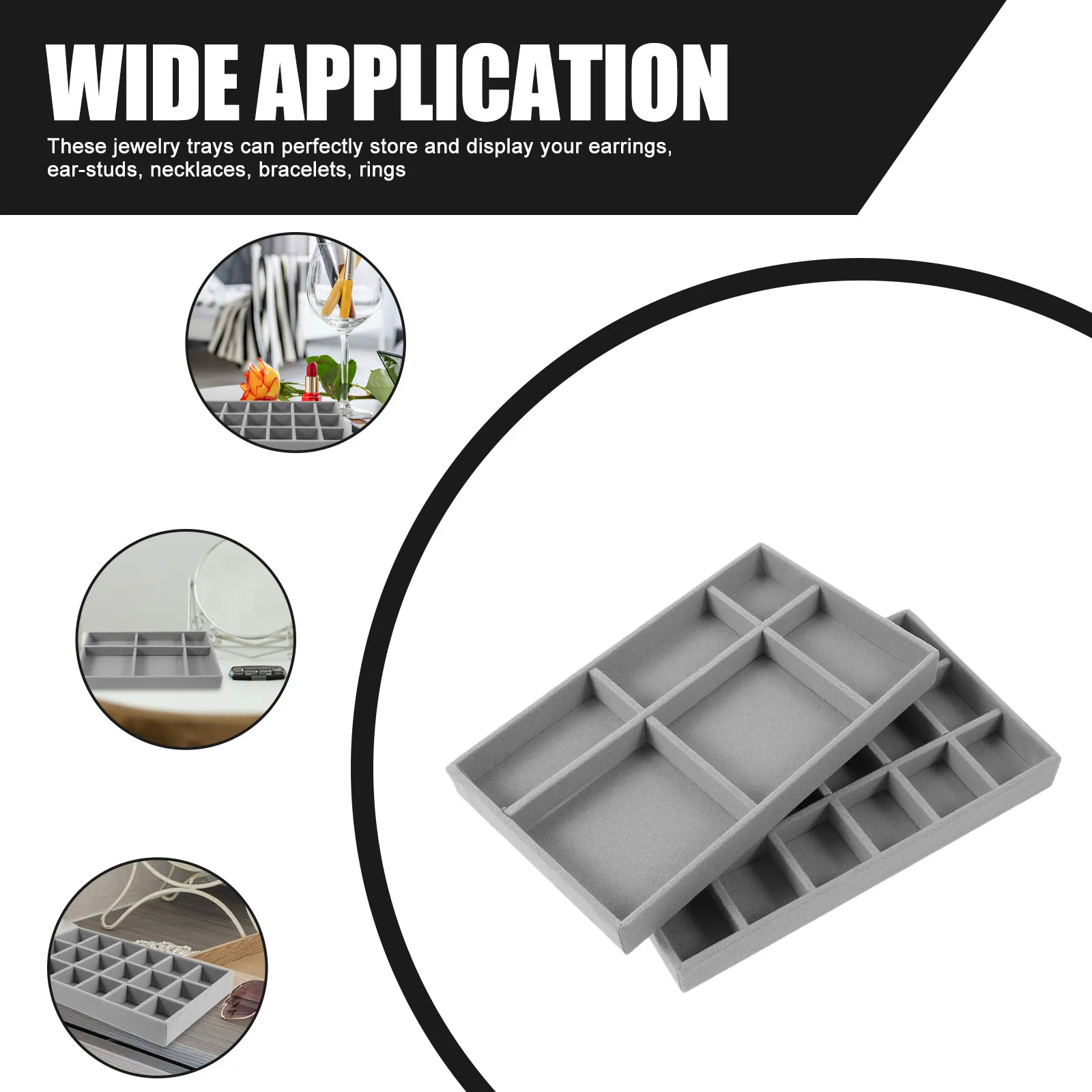 Набор из 2 органайзеров для украшений с флокированной поверхностью: лоток для хранения колец, серег, ожерелий, бусин
Набор из 2 органайзеров для украшений с флокированной поверхностью: лоток для хранения колец, серег, ожерелий, бусин