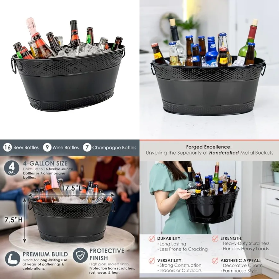 Colt Galvanized Beverage Tub with Handles, 16-Bottle Metal Bucket Ice Cooler to Chill Drinks, Oval Metal Basket for Drinks or S
Colt Galvanized Beverage Tub with Handles, 16-Bottle Metal Bucket Ice Cooler to Chill Drinks, Oval Metal Basket for Drinks or S
