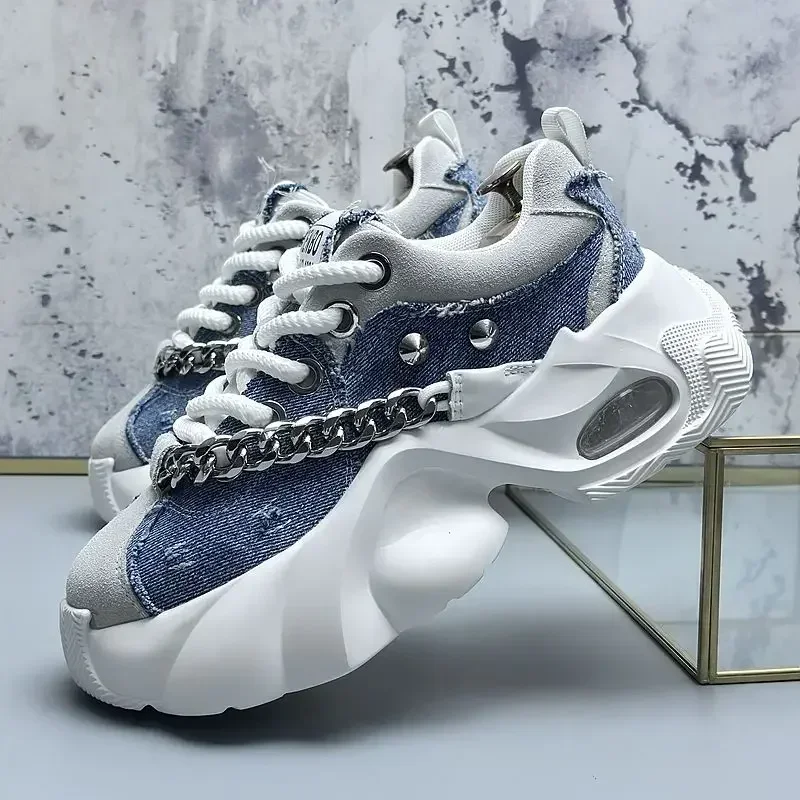 Thick Sole Men Casual Shoes Fashion Breathable Men's Vulcanize Shoes Trend Chain Design Male Sport Platform Sneakers
Thick Sole Men Casual Shoes Fashion Breathable Men's Vulcanize Shoes Trend Chain Design Male Sport Platform Sneakers