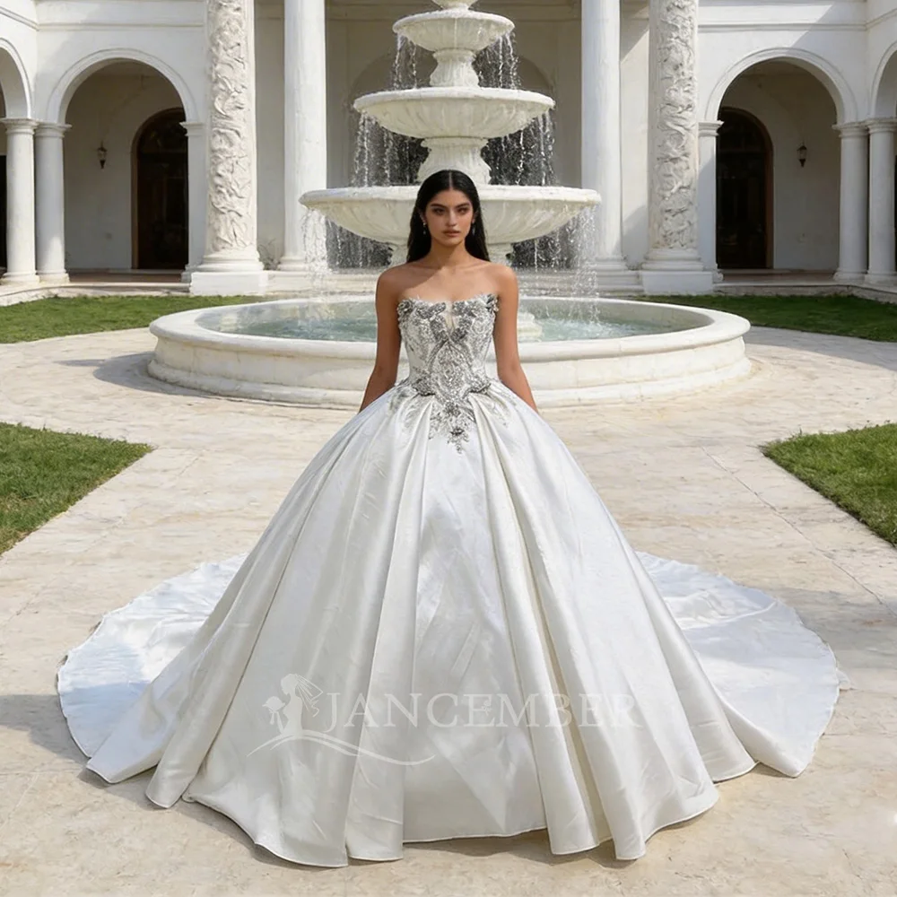 Sparkly Princess Ball Gown Wedding Dresses Sleeveless Luxury Applique Pearls Stain Lace-up Corset Bridal Gown Outfit Customsized
Sparkly Princess Ball Gown Wedding Dresses Sleeveless Luxury Applique Pearls Stain Lace-up Corset Bridal Gown Outfit Customsized