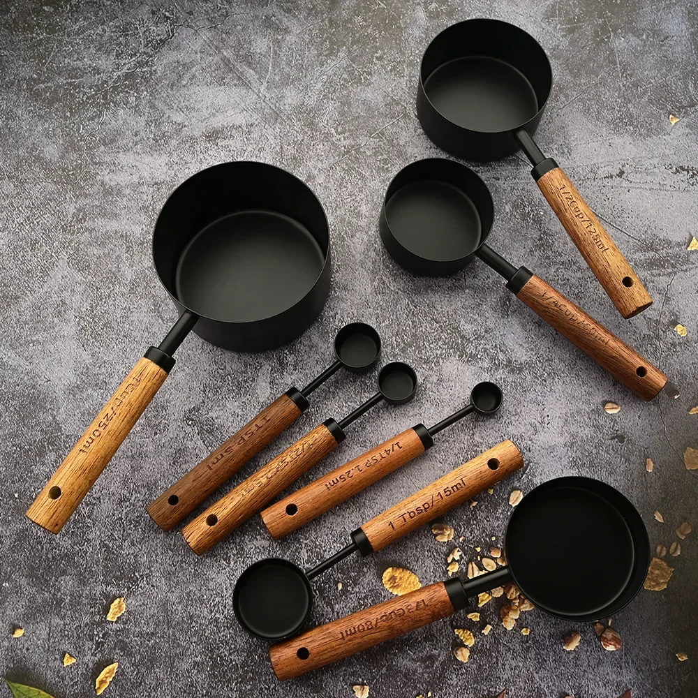 4/8Pcs Wooden Handle Stainless Steel Measuring Cups Spoons Baking Tools Coffee Measuring Spoon Set Bartending Scale Accessories
4/8Pcs Wooden Handle Stainless Steel Measuring Cups Spoons Baking Tools Coffee Measuring Spoon Set Bartending Scale Accessories