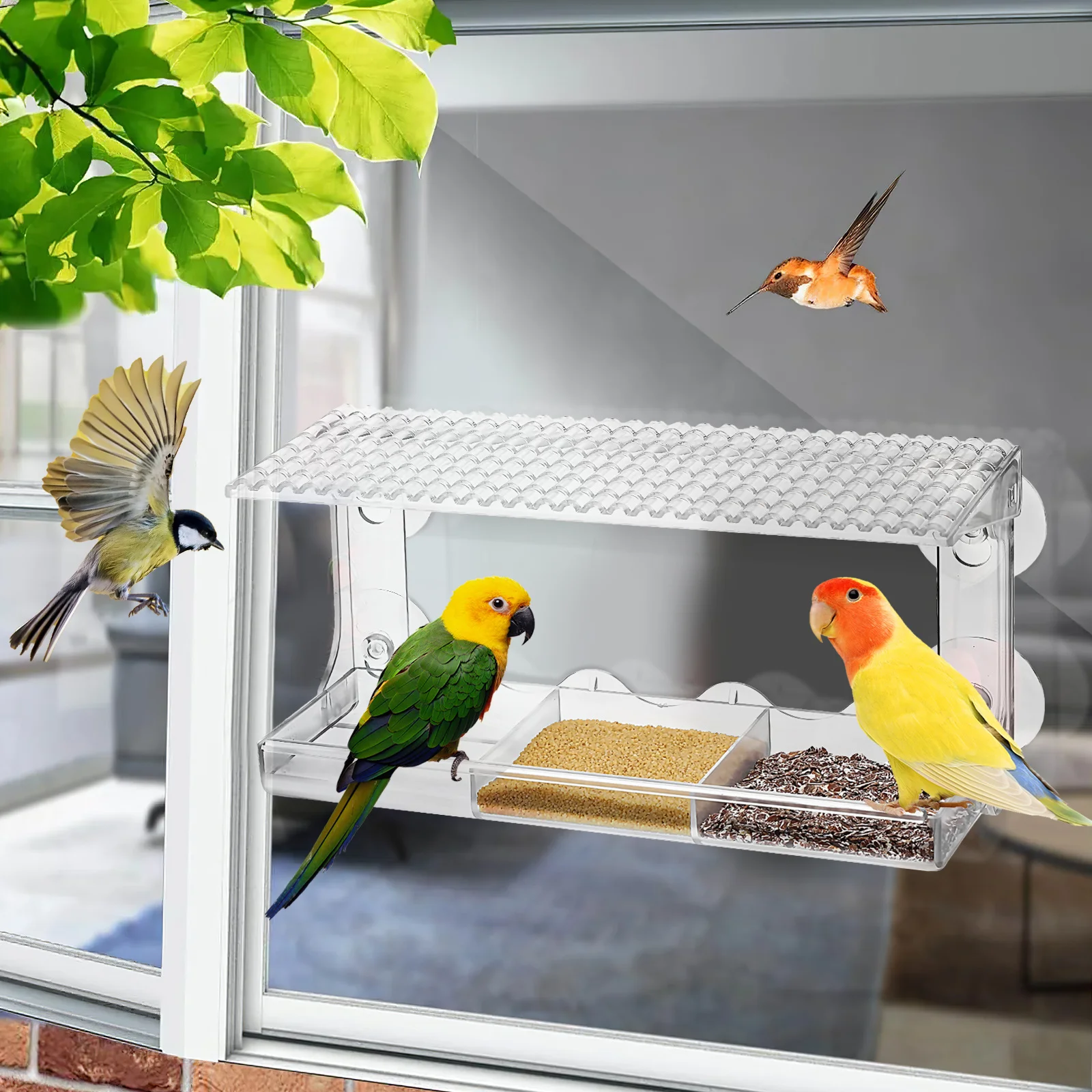 UKCOCO Window Bird Feeder Clear Plastic with 3 Tray Rainproof Design for Outdoor Balcony 11.20X5.89X4.01in Cups
UKCOCO Window Bird Feeder Clear Plastic with 3 Tray Rainproof Design for Outdoor Balcony 11.20X5.89X4.01in Cups