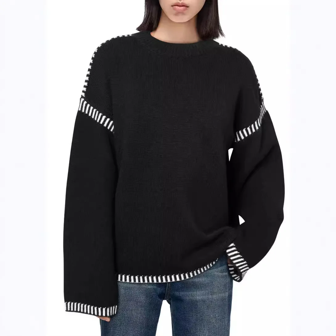 Autumn Women O-neck Solid Sweater Loose Harajuku Sweatshirt Women's Long Sleeve Sweater Pullover Vintage Patchwork Knit Sweater
Autumn Women O-neck Solid Sweater Loose Harajuku Sweatshirt Women's Long Sleeve Sweater Pullover Vintage Patchwork Knit Sweater