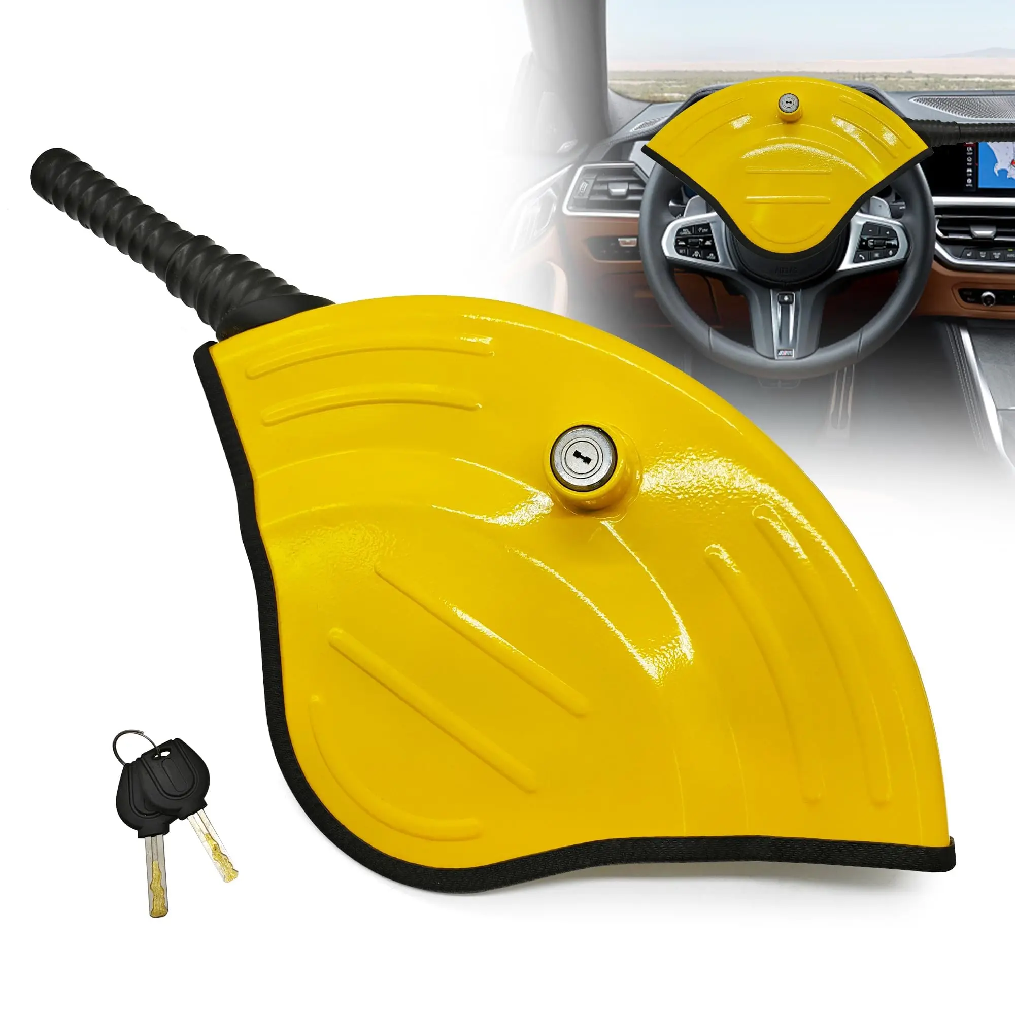 Yellow Half-Cover Steering Wheel Lock Anti-Theft Device Steel Construction
Yellow Half-Cover Steering Wheel Lock Anti-Theft Device Steel Construction