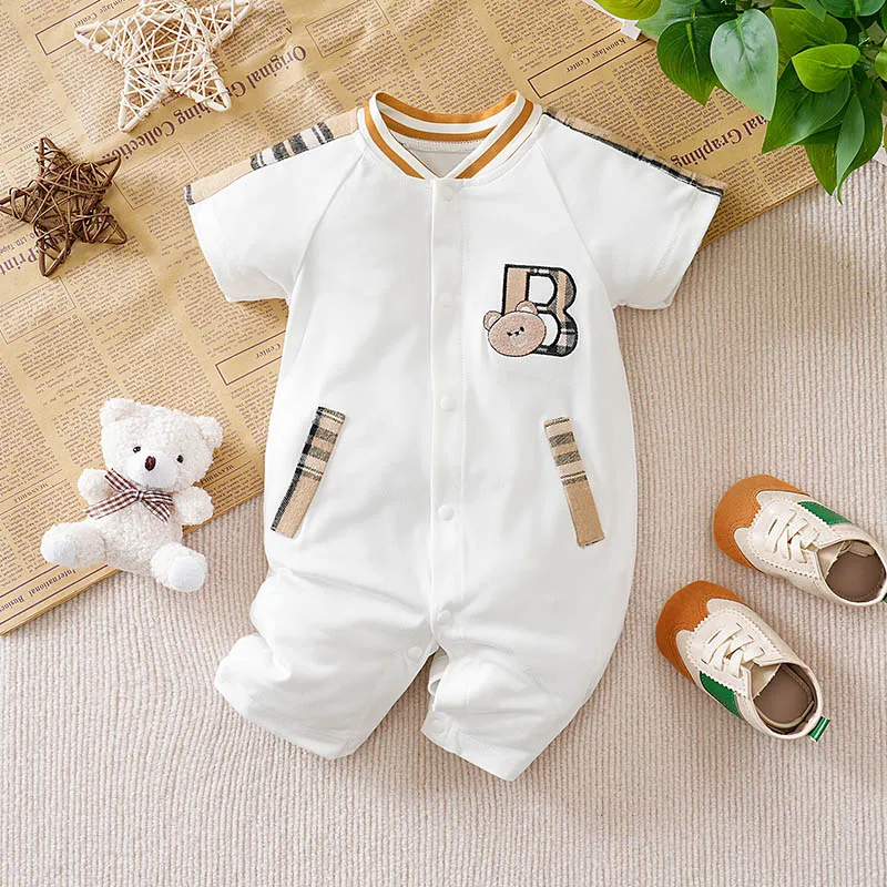 Baby Boy Romper Summer Letter B Bear Embroidery Short Sleeve Jumpsuit Newborn Infant Baseball Collar One Piece Outfit Kids Cloth
Baby Boy Romper Summer Letter B Bear Embroidery Short Sleeve Jumpsuit Newborn Infant Baseball Collar One Piece Outfit Kids Cloth