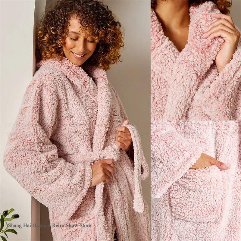 Thicken Flannel Couple Long Robe Hooded Bathrobe Kimono Gown Winter New Warm Sleepwear Loose Coral Fleece Home Dress Loungewear
Thicken Flannel Couple Long Robe Hooded Bathrobe Kimono Gown Winter New Warm Sleepwear Loose Coral Fleece Home Dress Loungewear