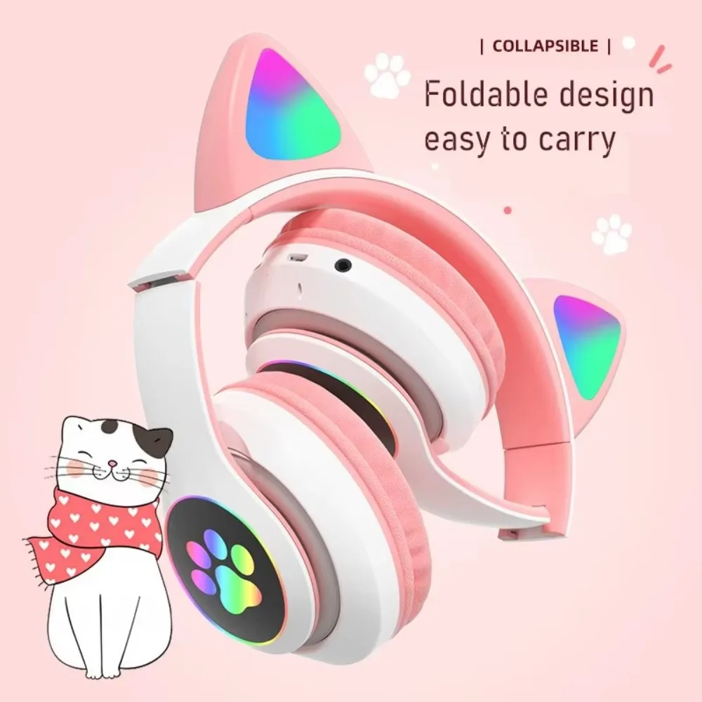 Foldable Cat Ear Wireless Headphone Bluetooth Luminous RGB Over Ear Earphones Stereo with Microphone Cat Ear Bluetooth Earphones
Foldable Cat Ear Wireless Headphone Bluetooth Luminous RGB Over Ear Earphones Stereo with Microphone Cat Ear Bluetooth Earphones
