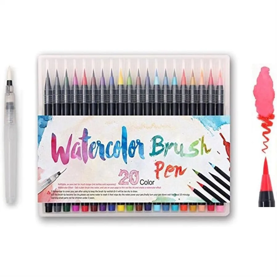 Watercolor Brush Pens Set 20 Colors Soft Flexible Dual Tips Coloring Markers For Adult Coloring Sketching Manga Comic Calligraphy
Watercolor Brush Pens Set 20 Colors Soft Flexible Dual Tips Coloring Markers For Adult Coloring Sketching Manga Comic Calligraphy