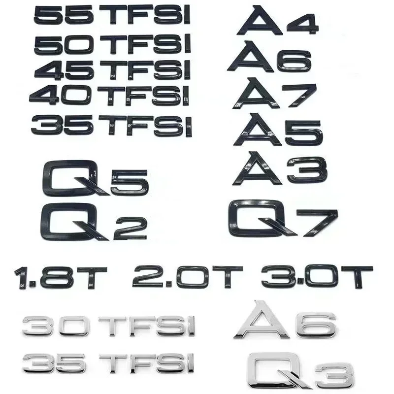 Audi Black Silver 1.8T 2.0T 2.4 3.0T 3.2 3.6 4.2 A3 A4 A5 A6L A7 A8L Q3 Q5 Q7 Emblem Car Rear Sticker Badge Logo Accessories
Audi Black Silver 1.8T 2.0T 2.4 3.0T 3.2 3.6 4.2 A3 A4 A5 A6L A7 A8L Q3 Q5 Q7 Emblem Car Rear Sticker Badge Logo Accessories