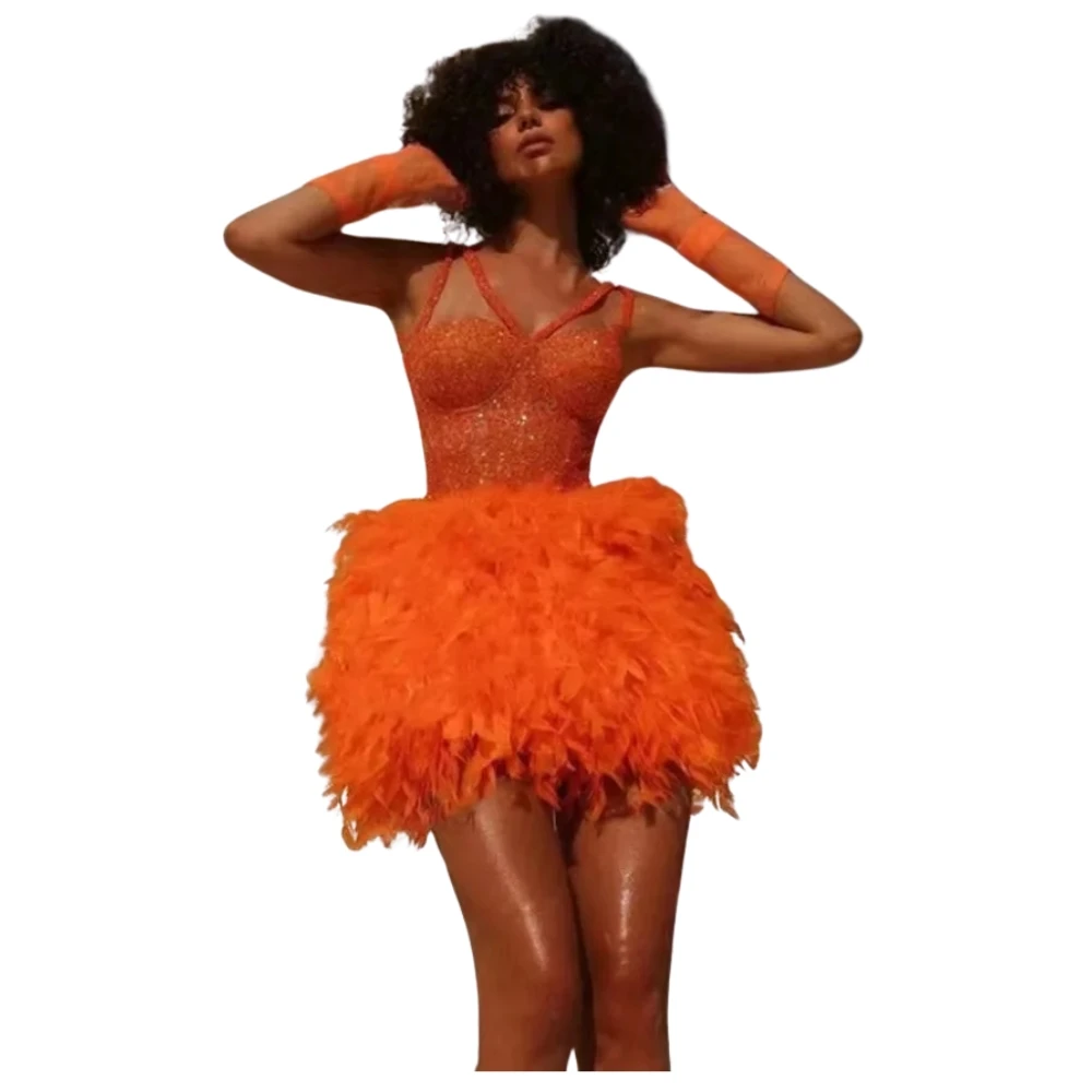 2023 New Arrival Orange Color Female Sexy Sleeveless V-Neck Gown Mini Dress Costumes Christmas Celebrate Nightclub Stage Party
2023 New Arrival Orange Color Female Sexy Sleeveless V-Neck Gown Mini Dress Costumes Christmas Celebrate Nightclub Stage Party