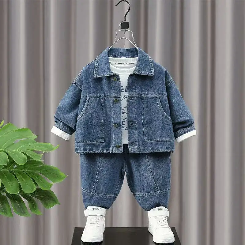 Spring Autumn Denim For Boys' Set New 2025 Korean Version Jacket Fashion Jeans Handsome Two-Piece Set Kids Outfits
Spring Autumn Denim For Boys' Set New 2025 Korean Version Jacket Fashion Jeans Handsome Two-Piece Set Kids Outfits